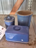 3 Blue Pottery Pieces