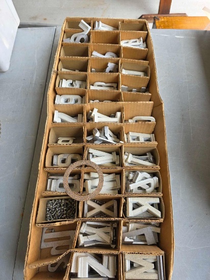 Box Of Vintage Metal Letters & Numbers Reflective