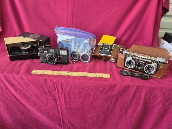 (5) Vintage Cameras Rolls, Konica, Argus, Zeiss Ikon, Kodak