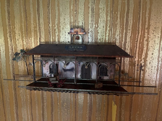 1970s Curtis Jere metal wall art train station
