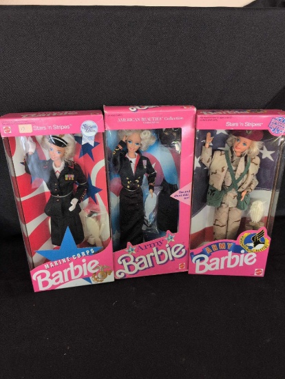 Mattel Barbie Marine Corp and Army dolls in box