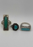 Sterling Silver & Turquoise Rings (3)