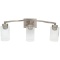 16-Mira - 3-Light Bathroom Vanity Light - Bright Satin Nickel and Textured Glass Shades Sconce