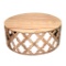 2-Sari  Natural Mid-Century Modern Solid Sheesham Wood, Round Coffee Table 2