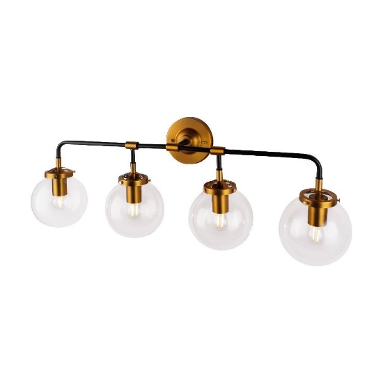 5-Everly - Globe 4-Light Globe Vanity Sconce - Black and Gold