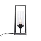 9-Roman - 16.5 Black Iron Table Lamp with Glass Shade