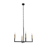 9-Celina 4-Light Large Black Modern Farmhouse Chandelier with Brass