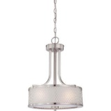 5-Ryan - Hanging Chandelier Light Fixture with Satin Nickel Finish Featuring Metal Wire Mesh Shade