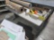 Desk w/ Kraft Paper Rolls, Cutter and Office Supplies