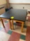 2 wood tables and 4 metal chairs - 1121