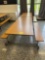 Folding cafeteria lunch table on casters
