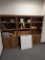 3 Section oak finish bookcase unit, music CDs hand bells - room 1202