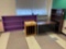 Teacher Desk with Chair, Wooden Book Cases, Wooden Organizer, (2) Metal Shelves - Room 1307