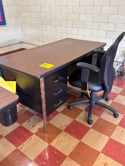 Metal 5 drawer desk with office chair -1502