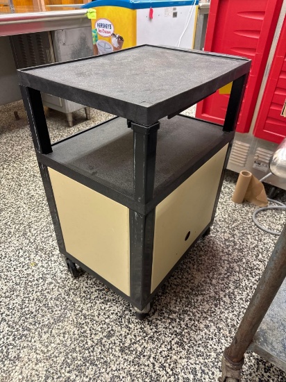 Rolling work cart with storage compartment - cafeteria