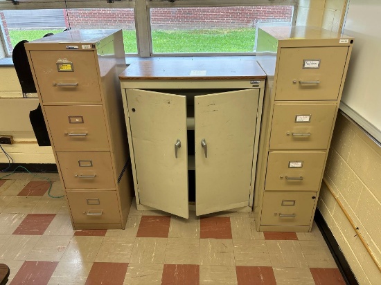 (2) Filing Cabinets, Two Door Metal Cabinet - Room 1308