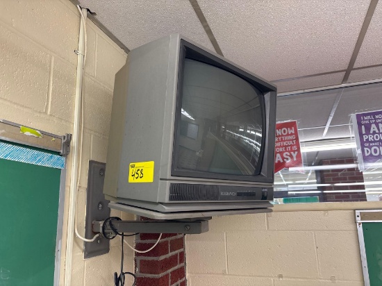 Magnavox TV with Mount, white board, Pin Board Approx 99in Long - Room 1308