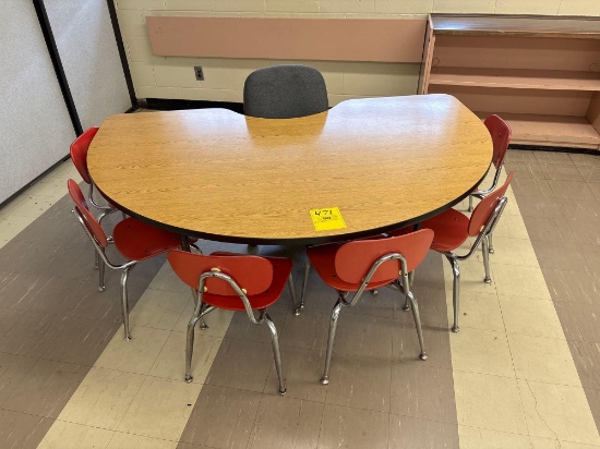 Half Round Youth Table with (6) Youth Chairs and Teachers Chair - Room 1307