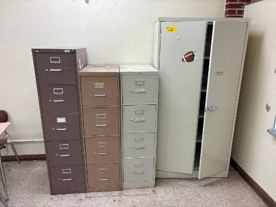(3) Metal Filing Cabinets and Two Door Metal Cabinet - Room 2309