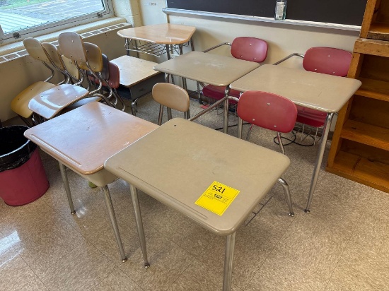 (6) Student Desks, (7) Chairs, (2) Wooden Bookcases - Room 2303