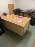 Wood table, metal desks, office chairs - 1116