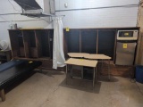 Wood locker room storage lockers, 16 ft long, room 2106