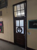 Early classroom door and Transom window set, room 3405
