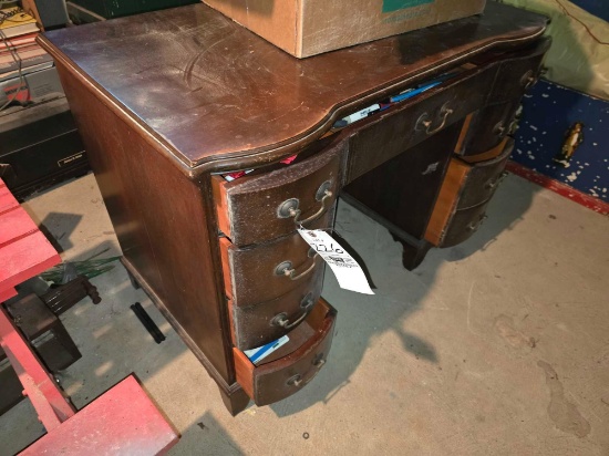 Mah Kneehole Desk & Misc Contents