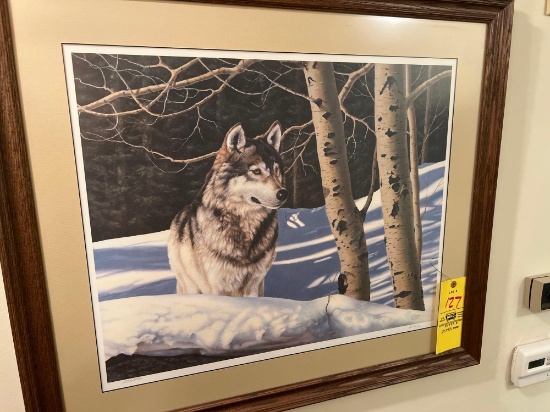 A. Casey pencil signed framed art - Wolf