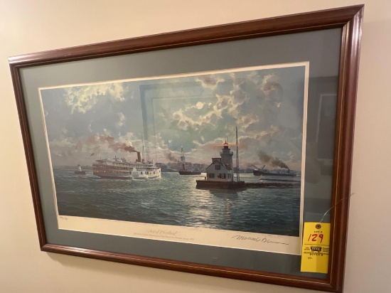 Michael Blaser - Port of Cleveland - pencil signed and 4 other pics inc military ships