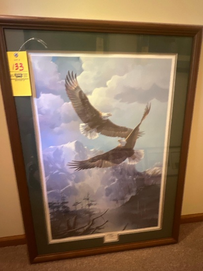 Mario Fernandez pencil signed framed art - Eagles