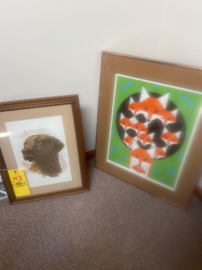 Pencil signed Charles Harper Foxsmile and dog by Elliot
