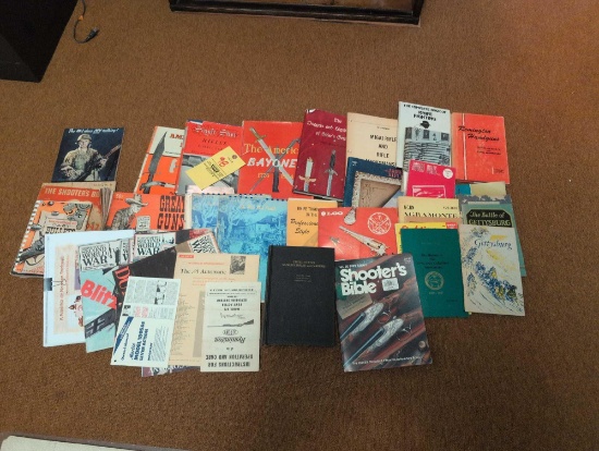 Group of vintage gun handbooks, literature and reference guides