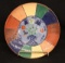 Contemporary Redware Plate  Multicolor Folk Art Floral Basket