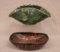 Basket-form green bowl & Redware Bowl marked A.R. Cole Pottery