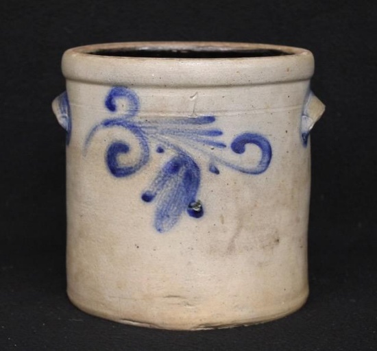 Stoneware Crock with Cobalt Decoration