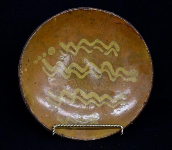 Early Pennsylvania Slipware Redware Plate
