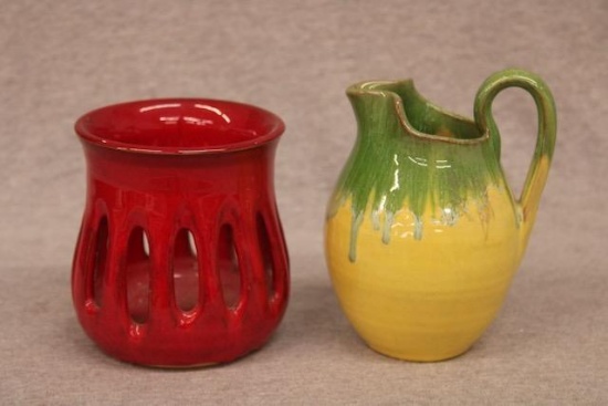 Pair of Colorful Studio Pottery Pieces