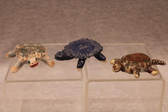 3 Miniature Folk Art Turtles