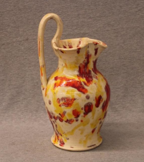 Studio Pottery Ewer with Multi-Color Sponge Glaze