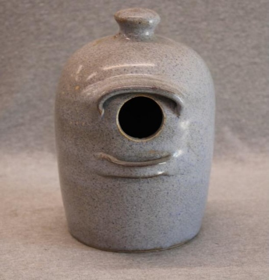 Studio Pottery Birdhouse with Blue Speckled Glaze