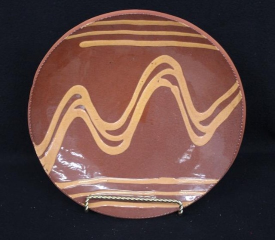 Contemporary Slip-Trailed Redware Plate