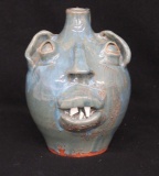 Redware Folk Art Face Jug