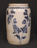 2 Gal. cobalt blue brushed Decorated Crock - 13 inch
