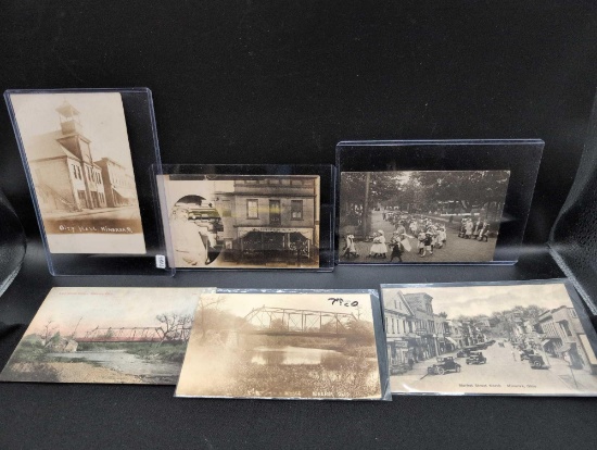 Antique Minerva Ohio photo post cards, early 1900s, M Hoopes and Son