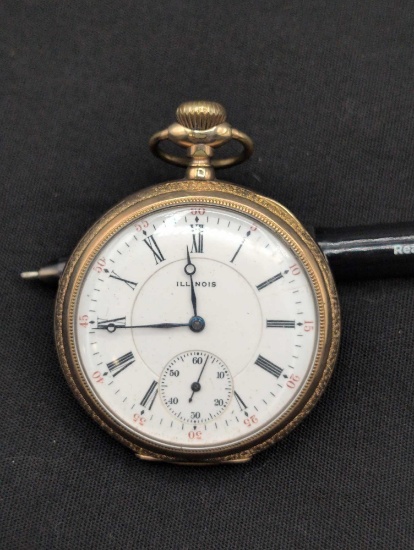 Illinois 17 Jewel gold filled pocket watch Boss 20yr case model 5 16s