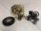 Carbide Miners lamp, McCormick Deering model hit and miss engine, Firestone ash tray, old miners