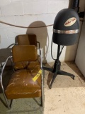 chrome chairs, hair dryer
