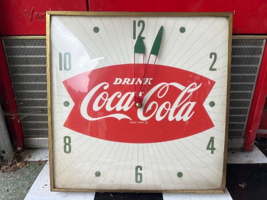 1950s Coca Cola Fish Tail PAM Wall Clock