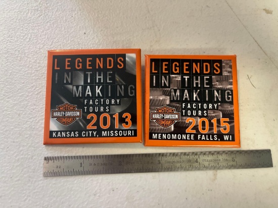 Harley Davidson 2013 and 2015 Legends in the Making Factory Tour Pins